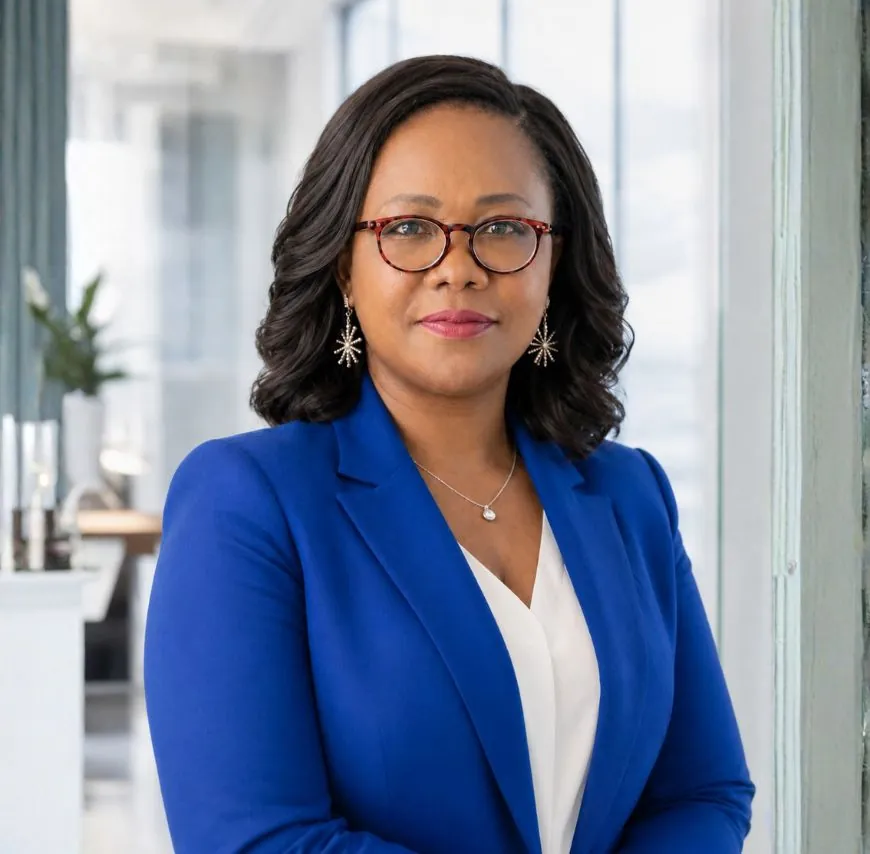 Portrait of Ruth Oseme wearing a blue jacket.